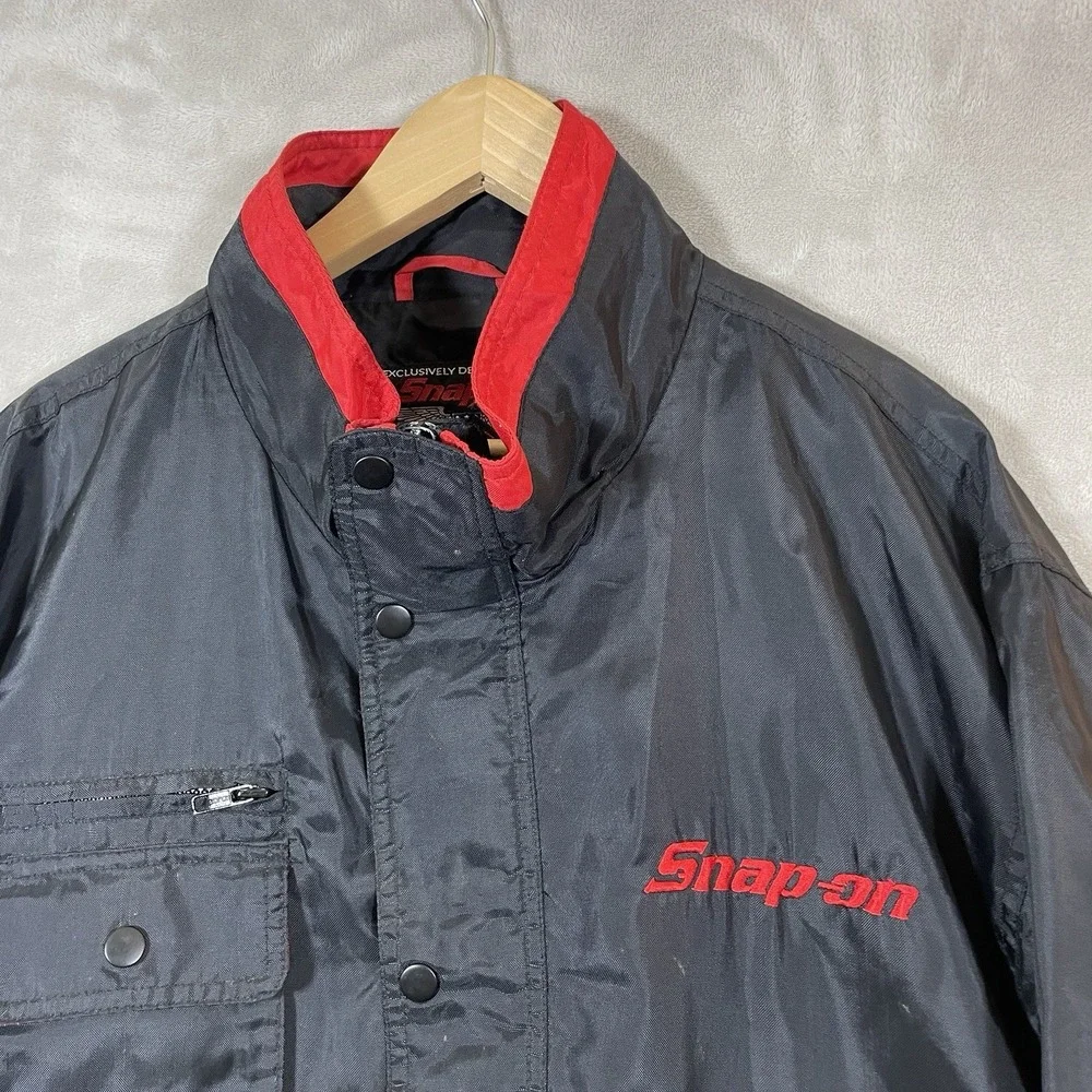 Vtg Snap-on Tool Jacket Men XL Utility Cargo Mechanic Bomber Biker Nylon Y2K 90s